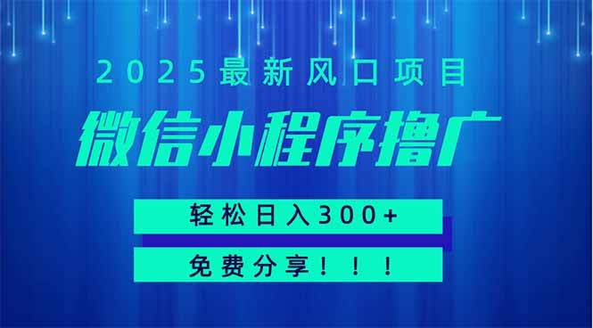 微信小程序撸广，最新风口项目，日入300+ 免费分享 可批量操作 小白可&amp;#8230;